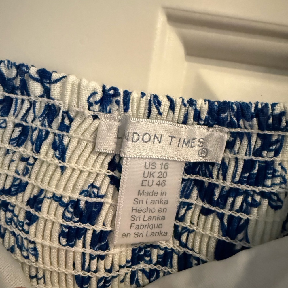 London Times Blue and White Floral Midi Dress - Picture 3 of 4